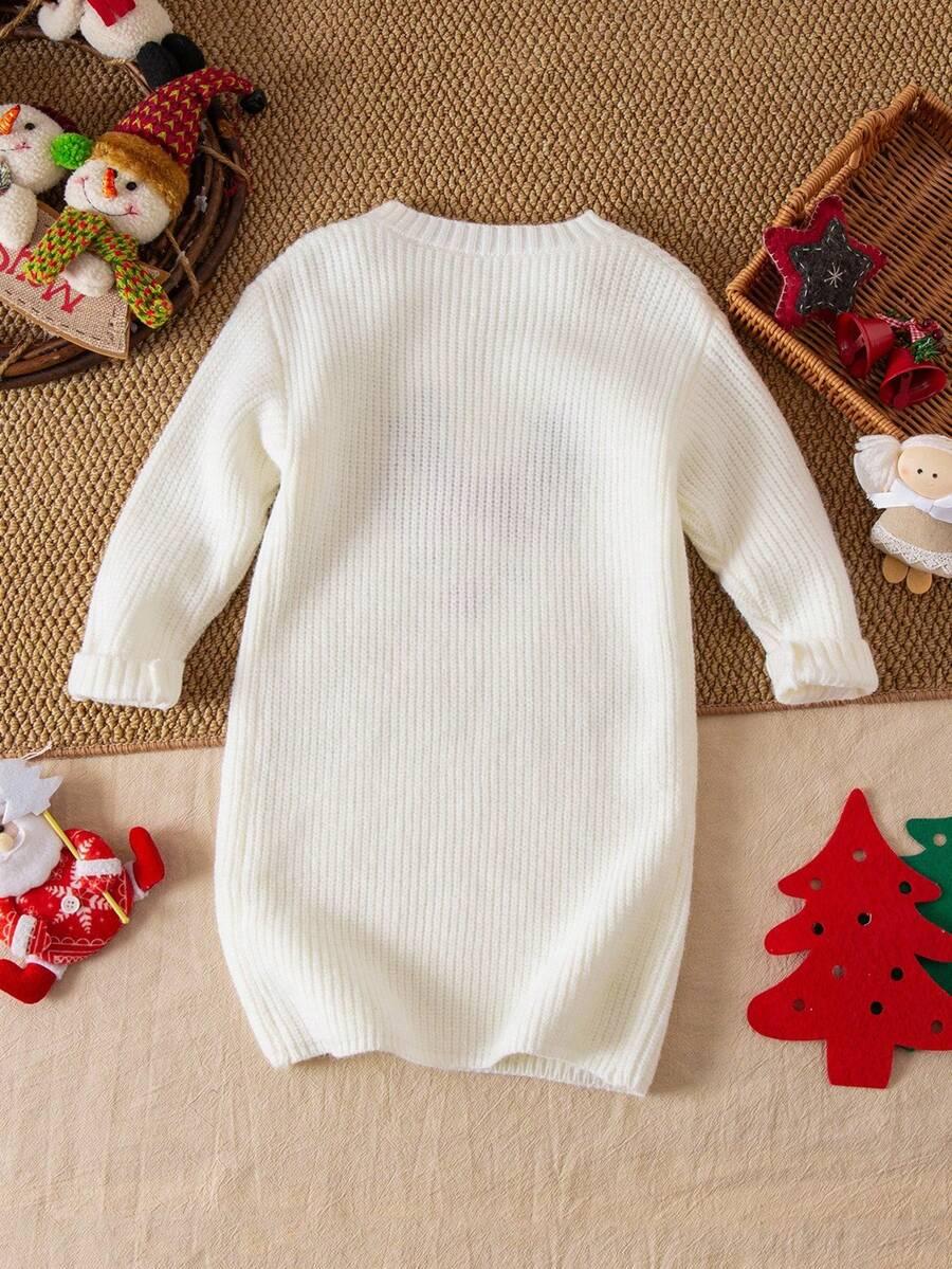 SHEIN DZIANINOWA SUKIENKA ZE ŚWIĄTECZNYM MOTYWEM BDD__104-110