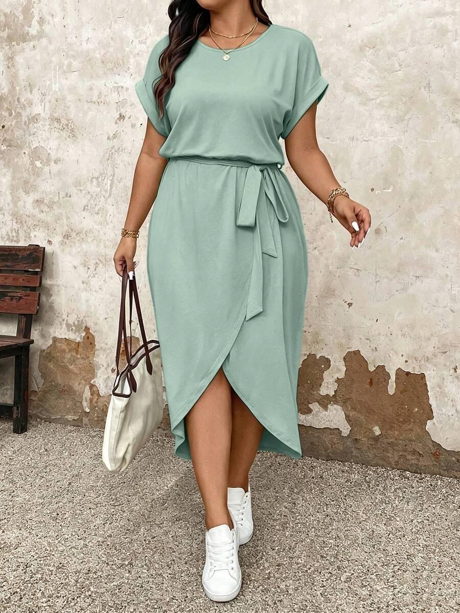 SHEIN ZIELONA MIDI SUKIENKA V-NECK S06__3XL
