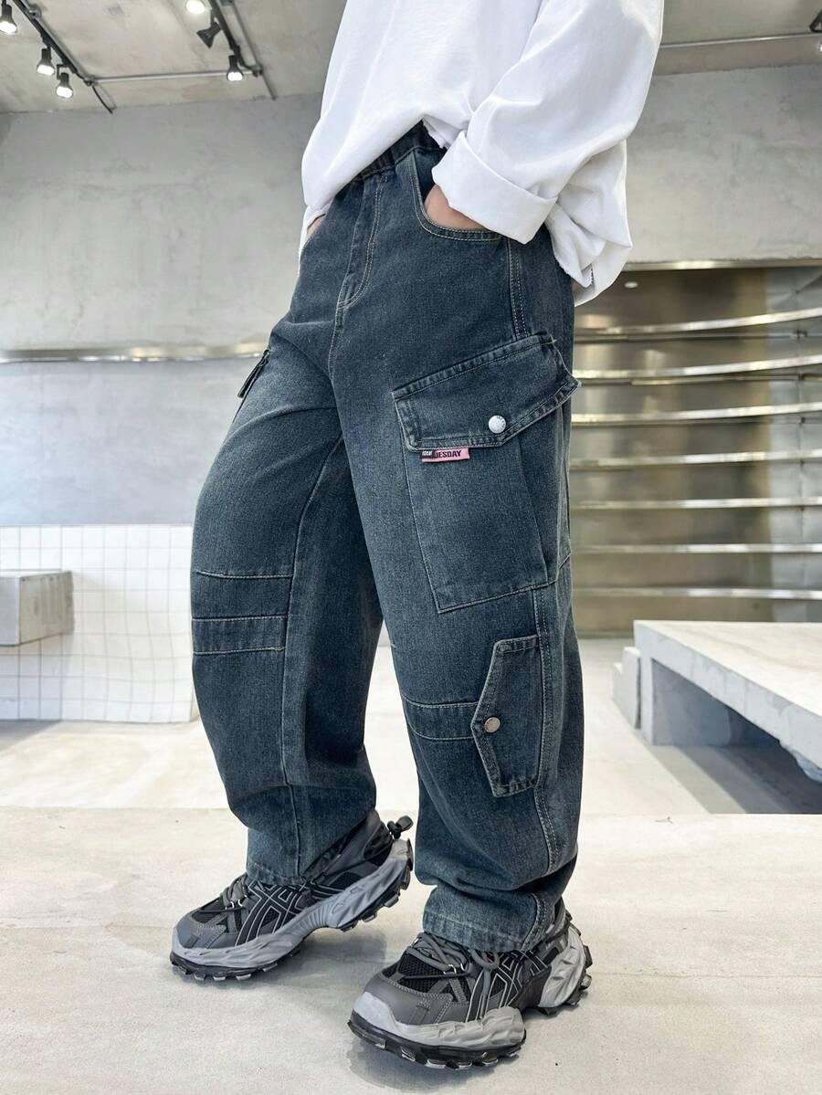 SHEIN SPODNIE JEANS KIESZENIE 128-134