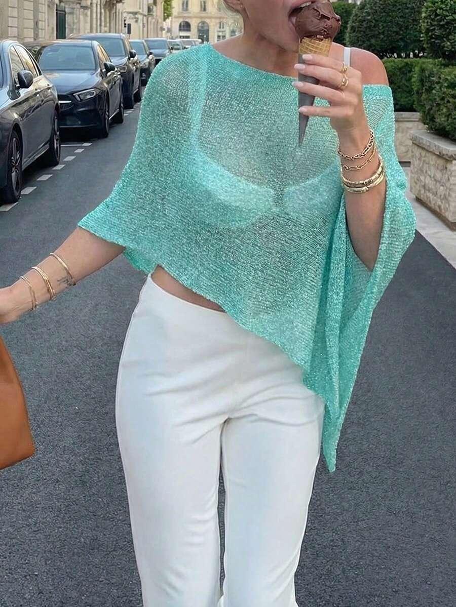SHEIN NIEBIESKA BLUZKA SIATECZKA S06__M