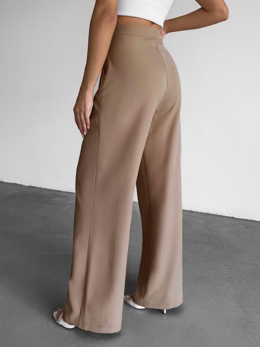 SHEIN BEŻOWE SPODNIE WYSOKI STAN PK01__M