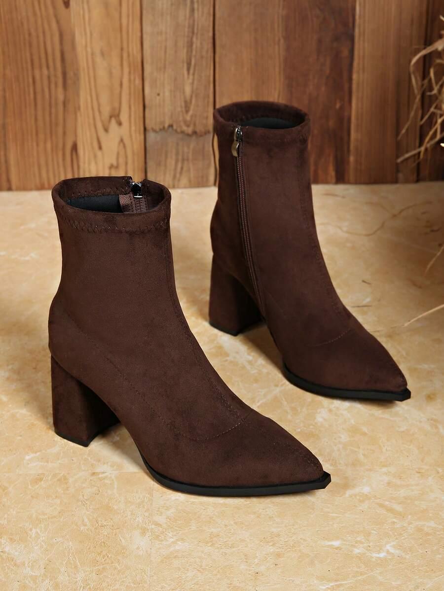 SHEIN BRĄZOWE BOTKI IMITACJA ZAMSZU W01__39,5