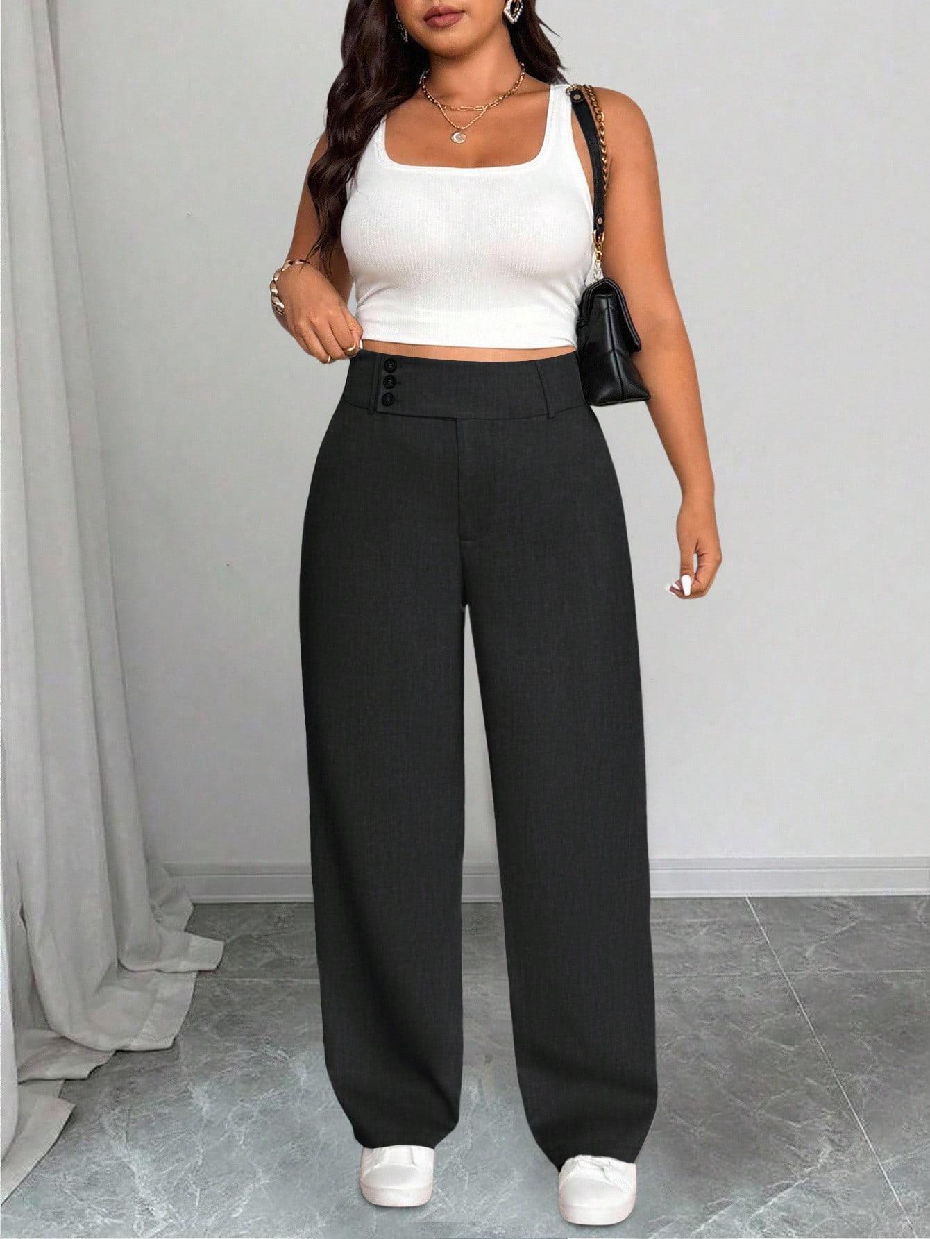 SHEIN CZARNE SPODNIE SZEROKIE NOGAWKI S06__52