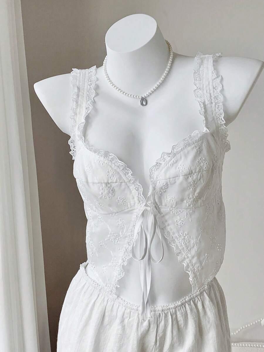 SHEIN BIAŁY TOP WIĄZANIE S06__M