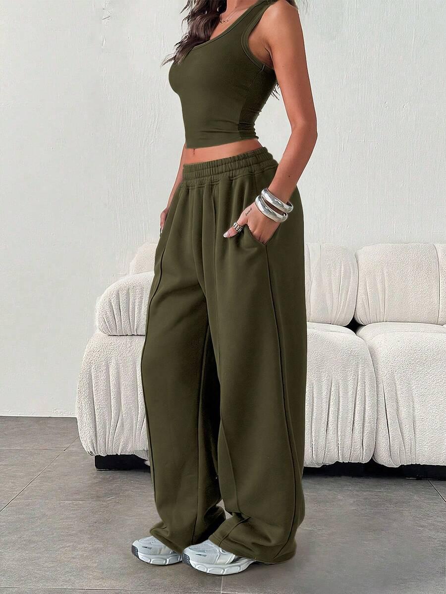 SHEIN ZIELONE SPODNIE DRESOWE S06__L