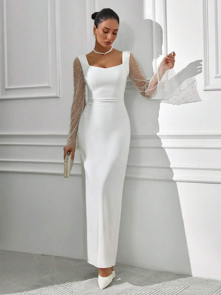 SHEIN BIAŁA MAXI SUKIENKA S06__S