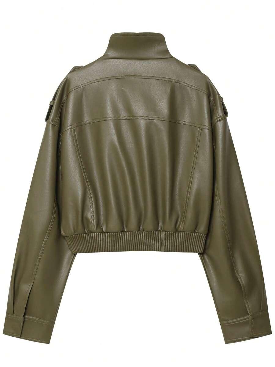 SHEIN ZIELONA KURTKA IMITACJA SKÓRY S06__S