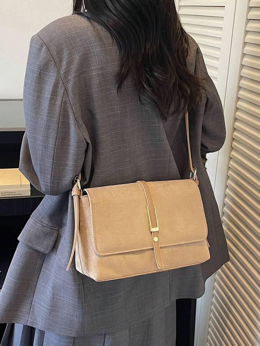 SHEIN BEŻOWA TOREBKA IMITACJA ZAMSZU S07__27X10X18CM