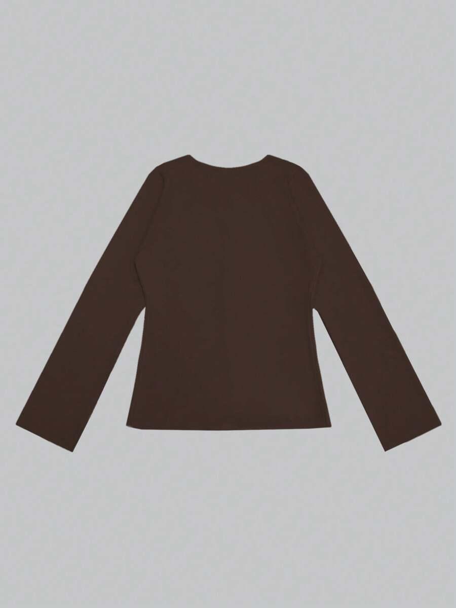 SHEIN BRĄZOWY SWETER GUZIKI S06__L