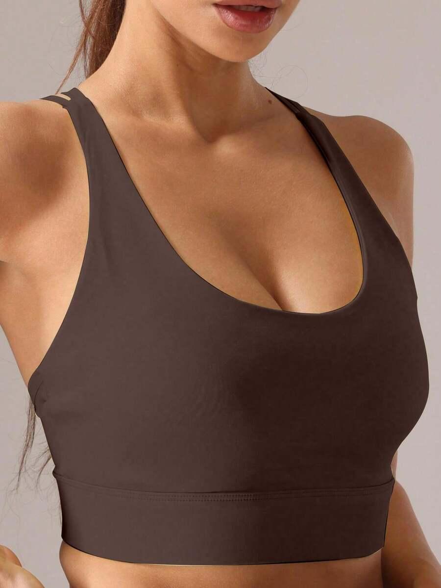 SHEIN BRĄZOWY BIUSTONOSZ TOP SPORTOWY PK01__M