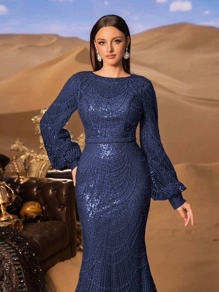 SHEIN ZDOBIONA MAXI SUKIENKA S06__L