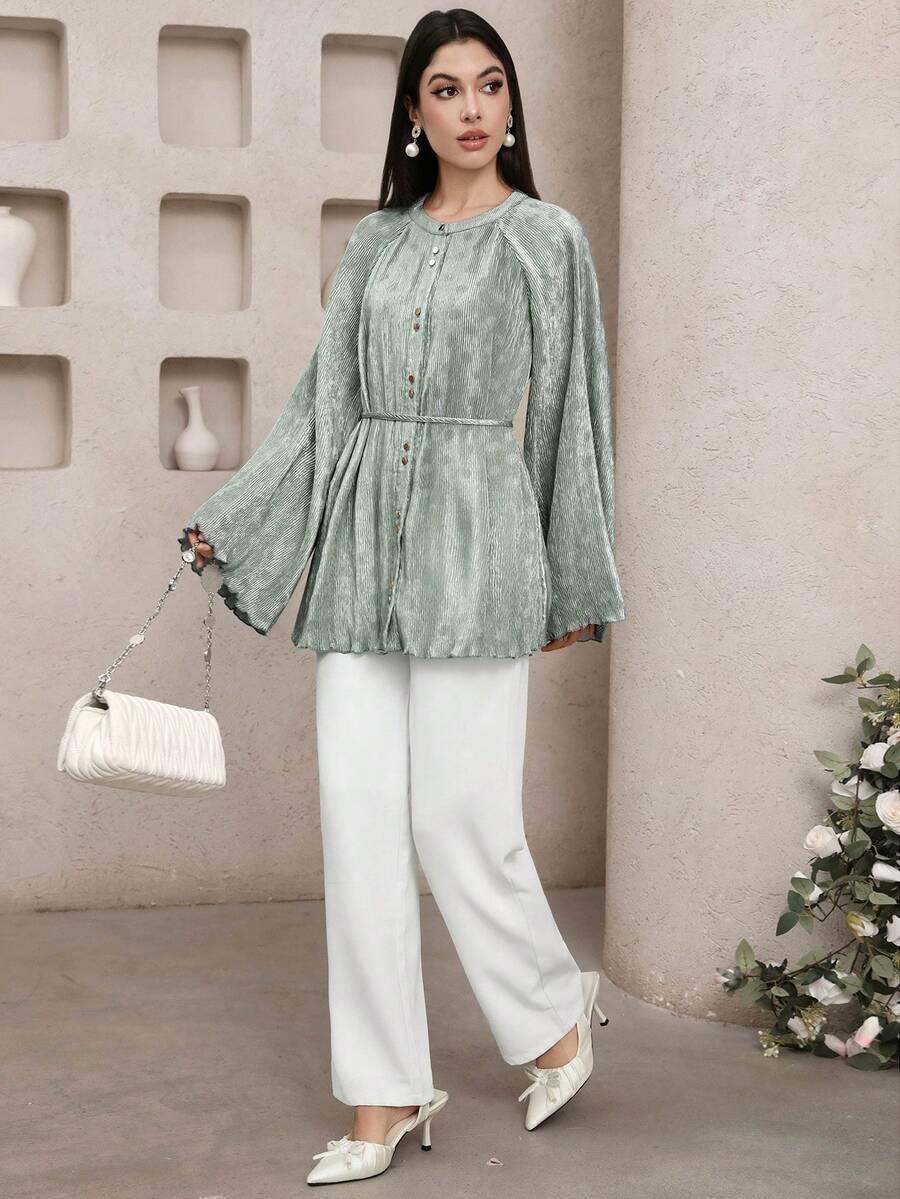 VEILORIE ZIELONA PLISOWANA BLUZKA S09__L