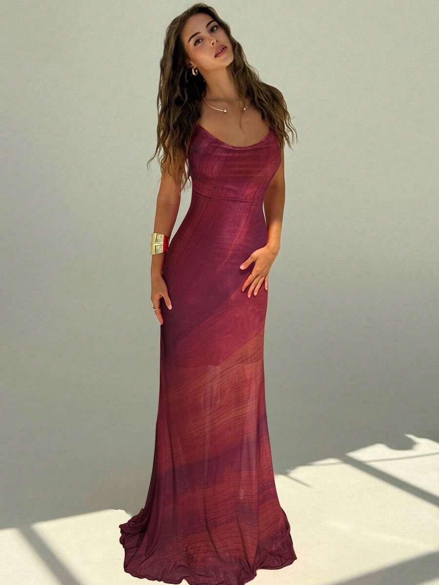 SHEIN MAXI SUKIENKA ODKRYTE PLECY S06__S