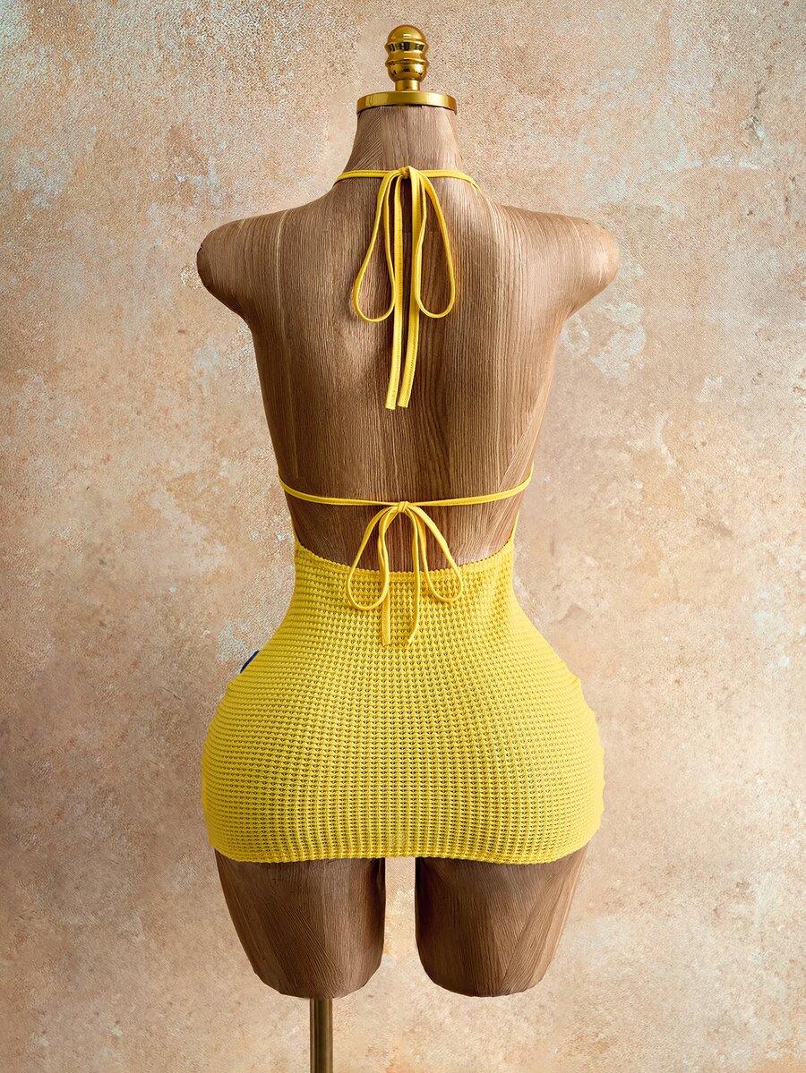 SHEIN ŻÓŁTA MINI SUKIENKA S06__L