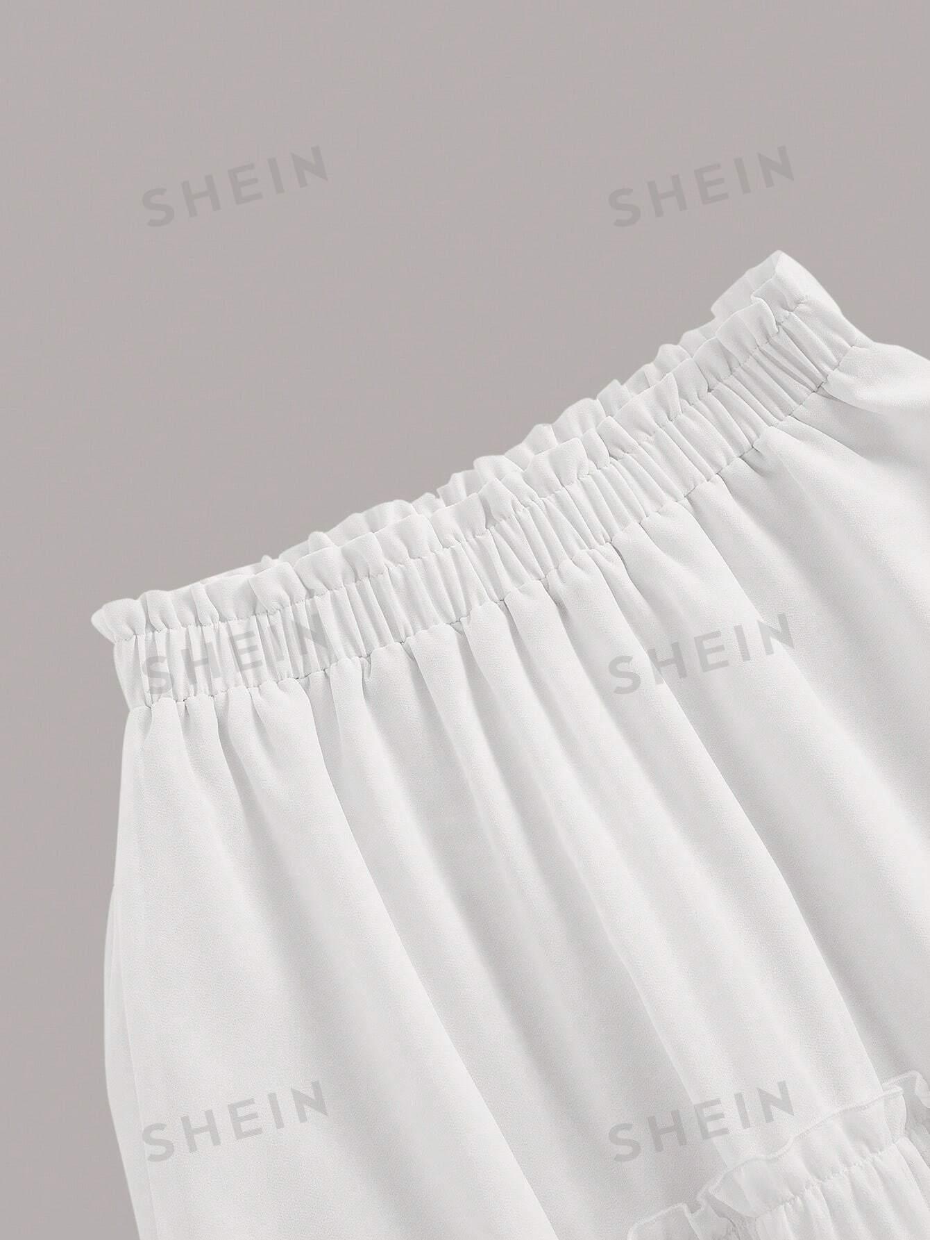 SHEIN BIAŁA MIDI SPÓDNICA BOHO S06__M