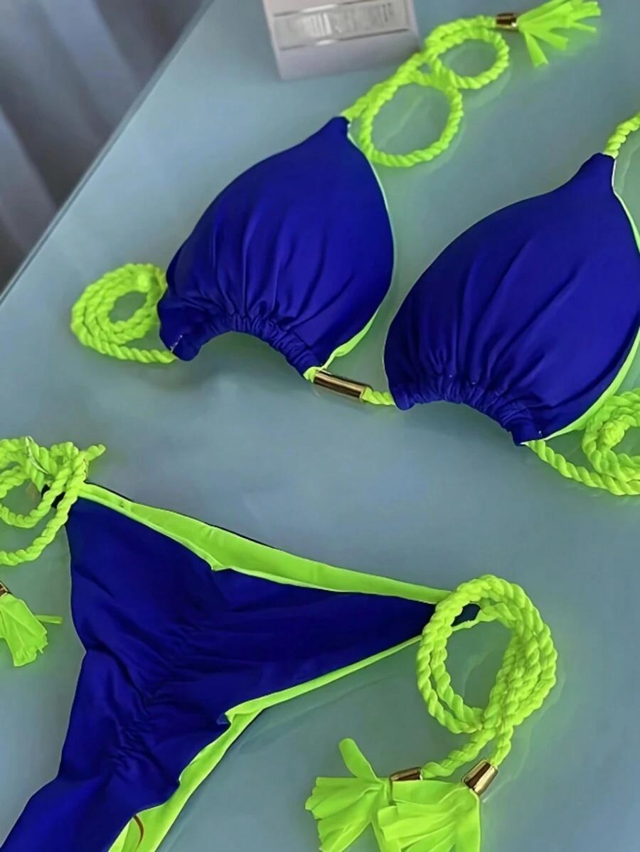 SHEIN DWUCZĘŚCIOWY STRÓJ KĄPIELOWY KONTRAST S09__S