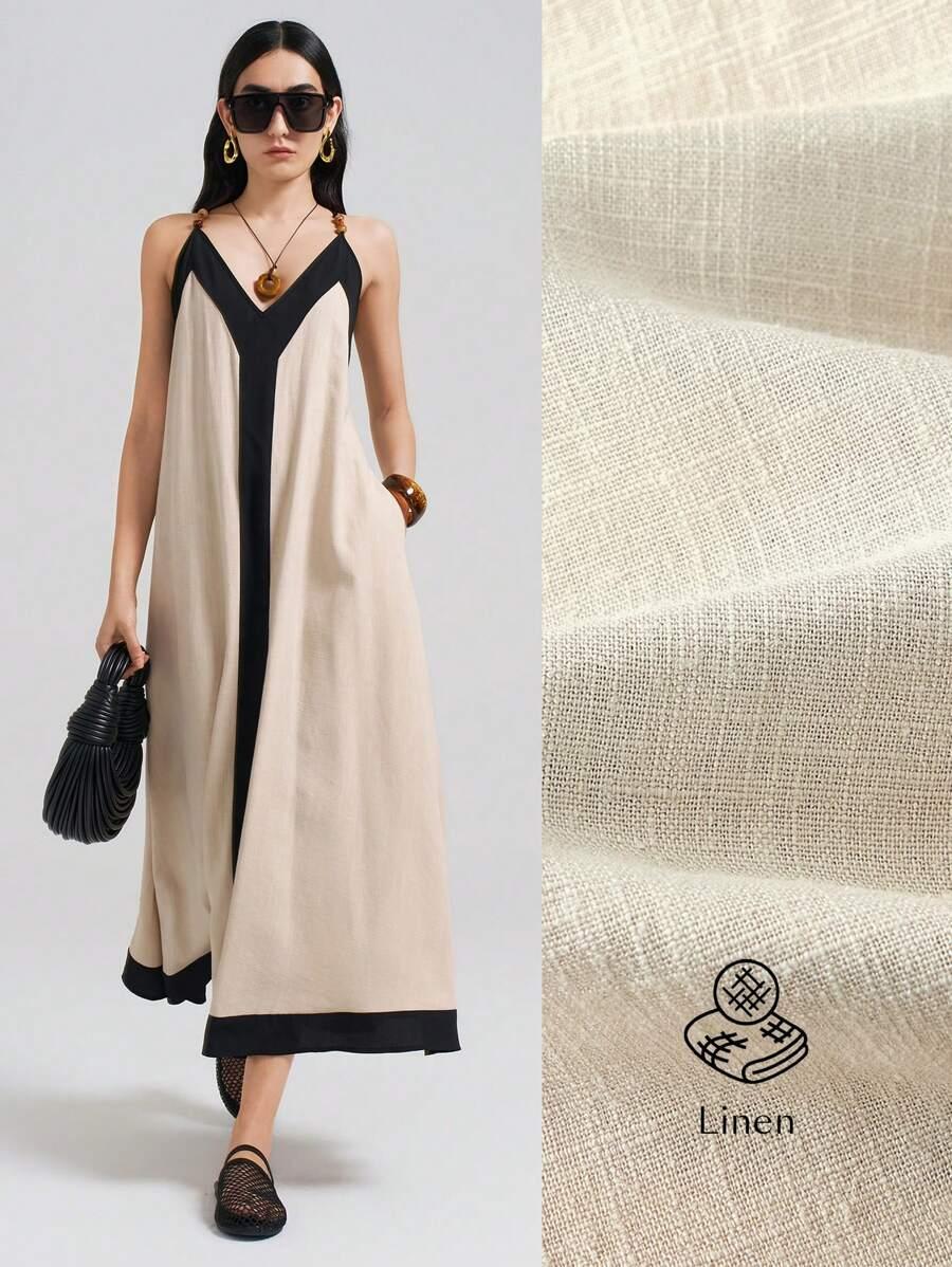 SHEIN MAXI SUKIENKA NA RAMIĄCZKACH S06__M
