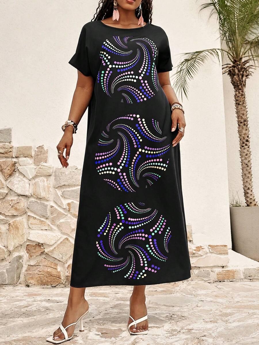 EMERY ROSE CZARNA SUKIENKA PRINT GROSZKI S06__48