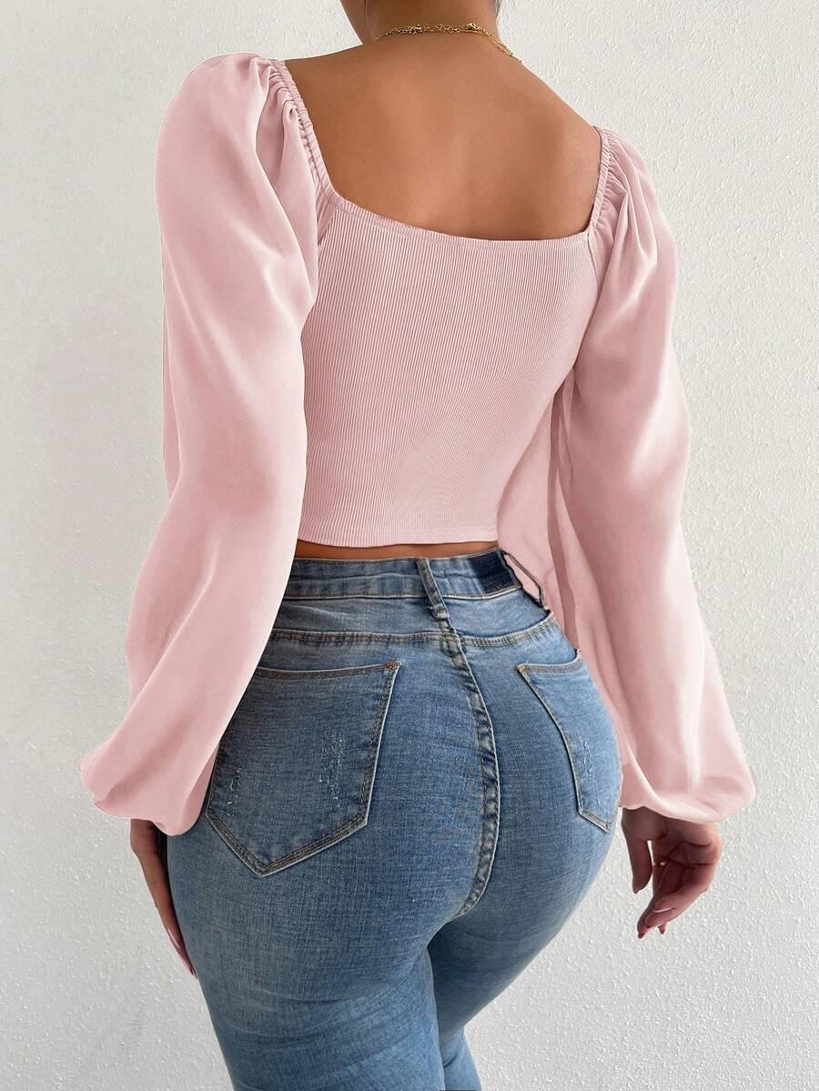 SHEIN RÓŻOWY TOP DŁUGI RĘKAW S06__XXL