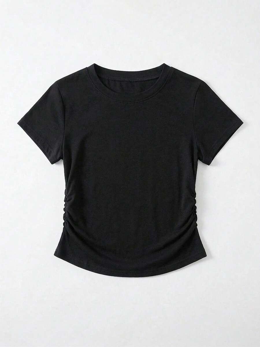 SHEIN CZARNA BLUZKA KRÓTKI RĘKAW S09__M