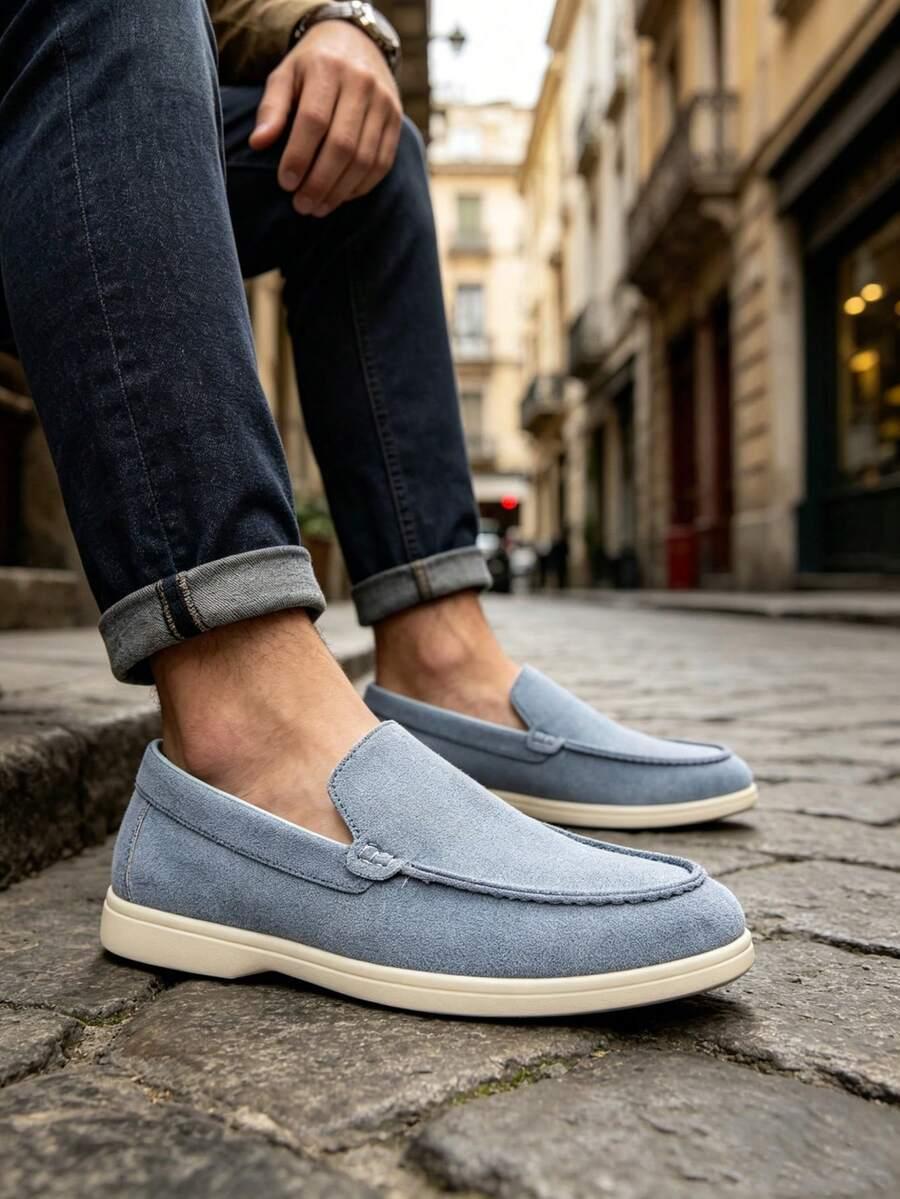 SHEIN NIEBIESKIE MOKASYNY IMITACJA ZAMSZU S06__43