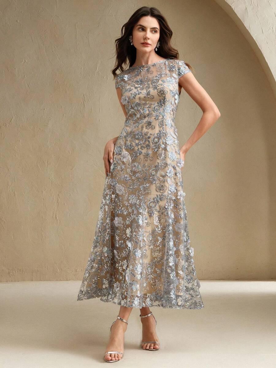 ANEWSTA SREBRNA MAXI SUKIENKA ZDOBIENIE S06__L