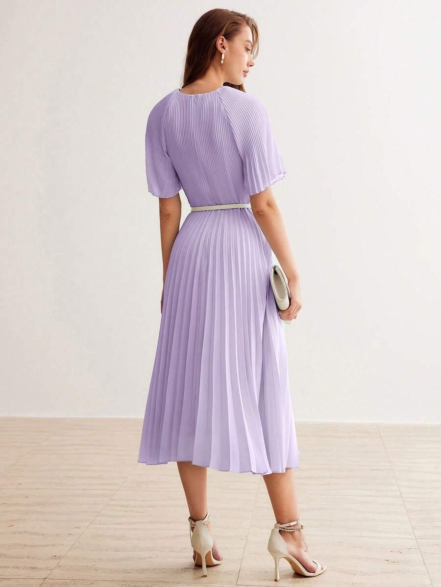 SHEIN FIOLETOWA SUKIENKA PLISY S06__L