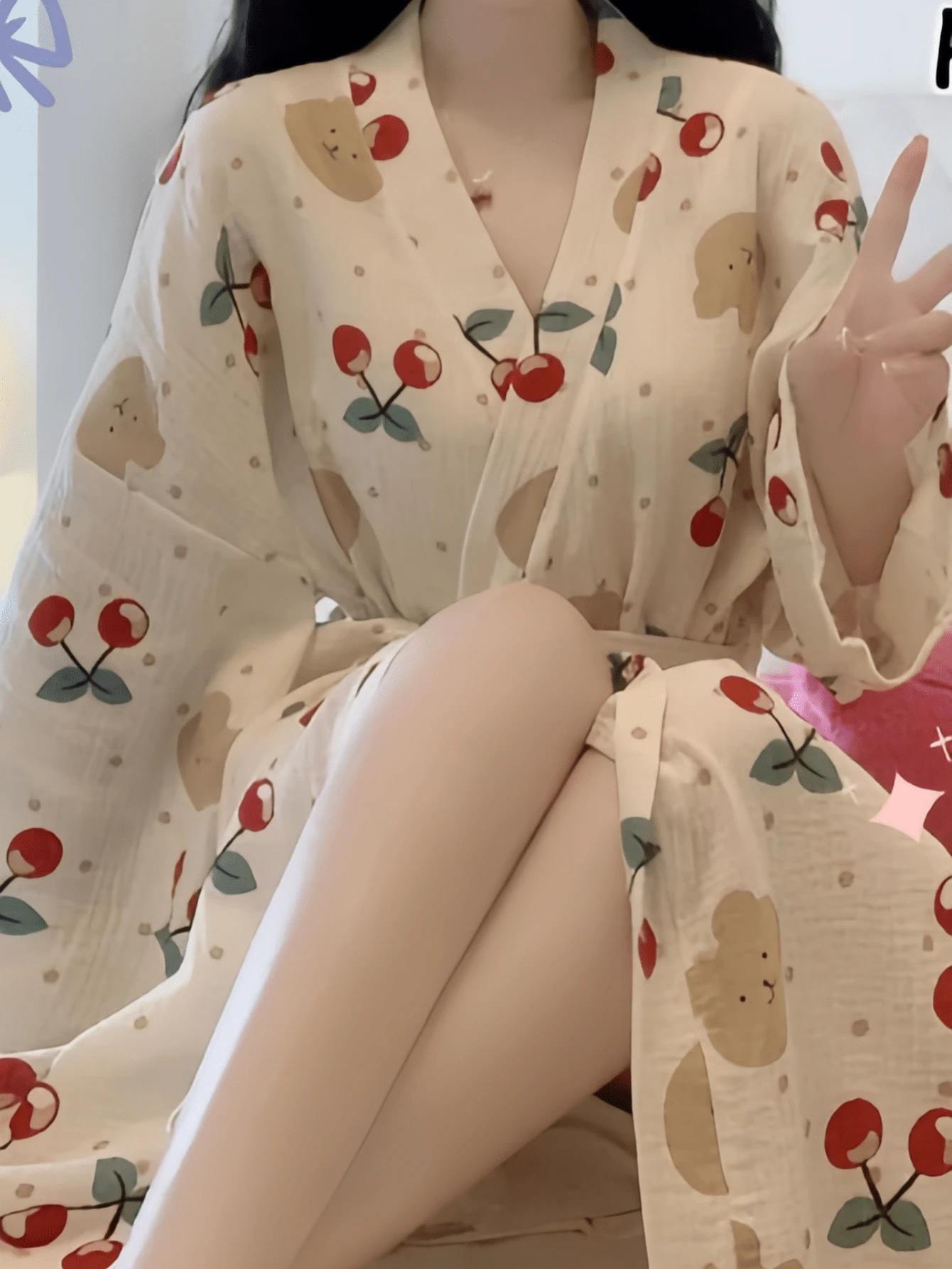 SHEIN SZLAFROK WZÓR OWOCE S06__XL
