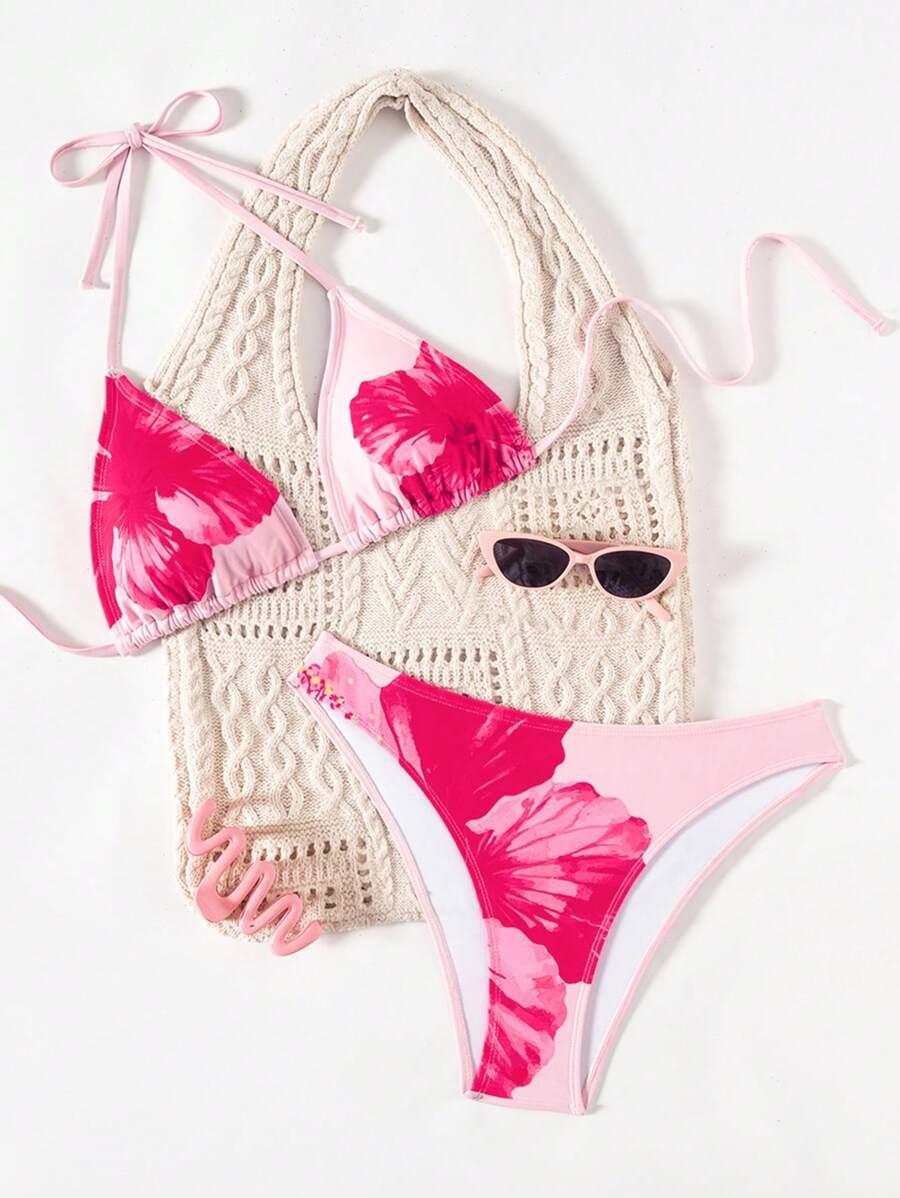 SWIM MOD RÓŻOWY STRÓJ KĄPIELOWY DWUCZĘŚCIOWY KWIATY S09__M
