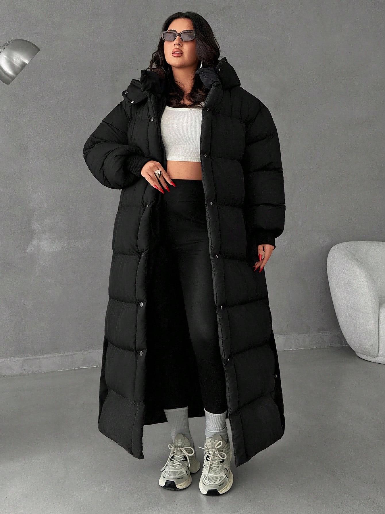 SHEIN CZARNA PIKOWANA KURTKA Z KAPTUREM W01__52