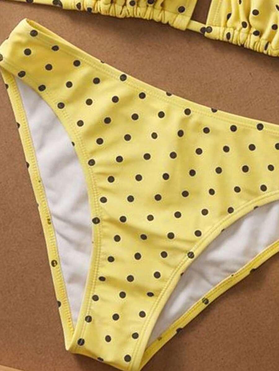 SWIM MOD DWUCZĘŚCIOWY ŻÓŁTY STRÓJ KĄPIELOWY GROSZKI S09__S