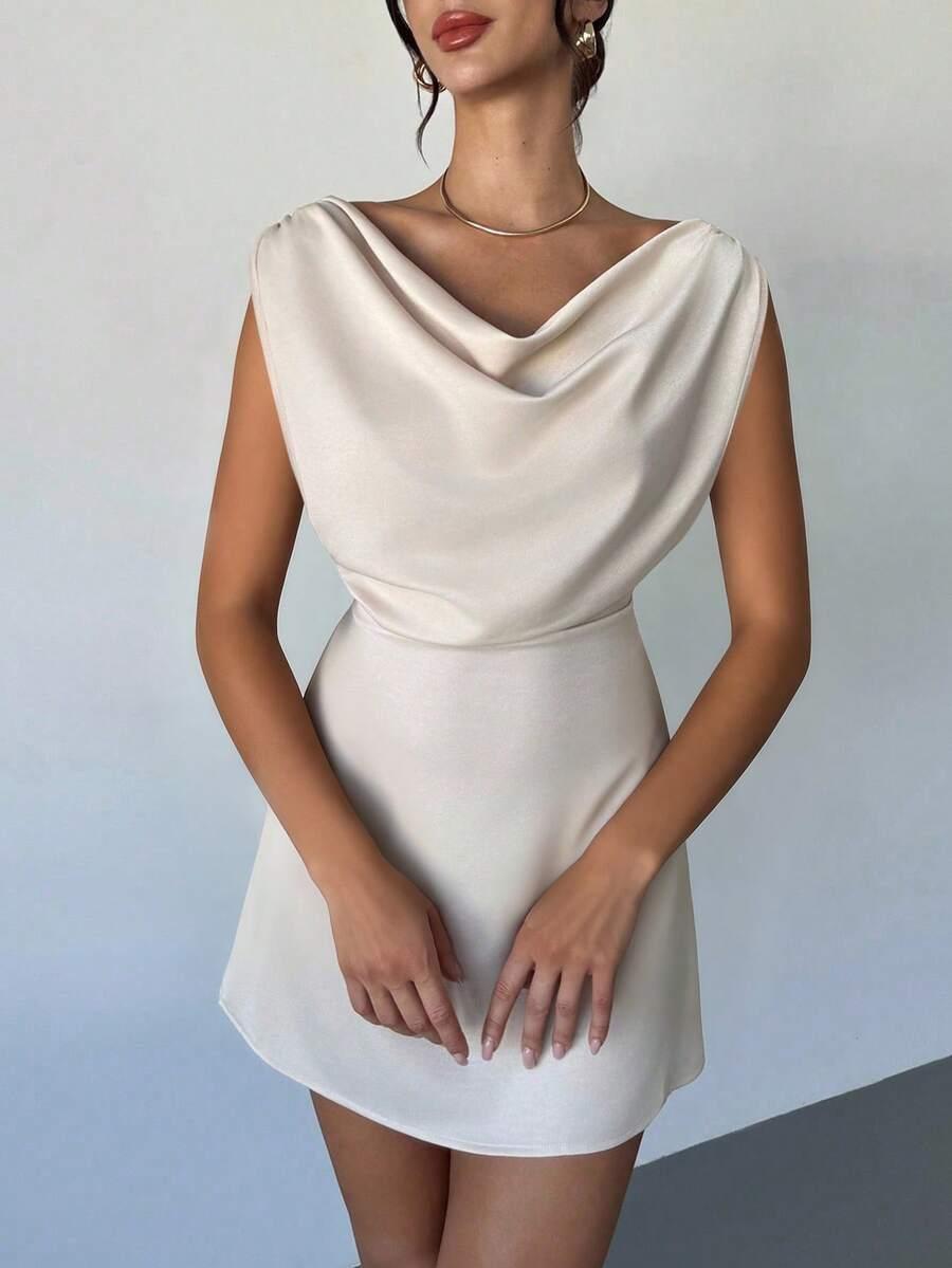 SHEIN BEŻOWA MINI SUKIENKA S06__M