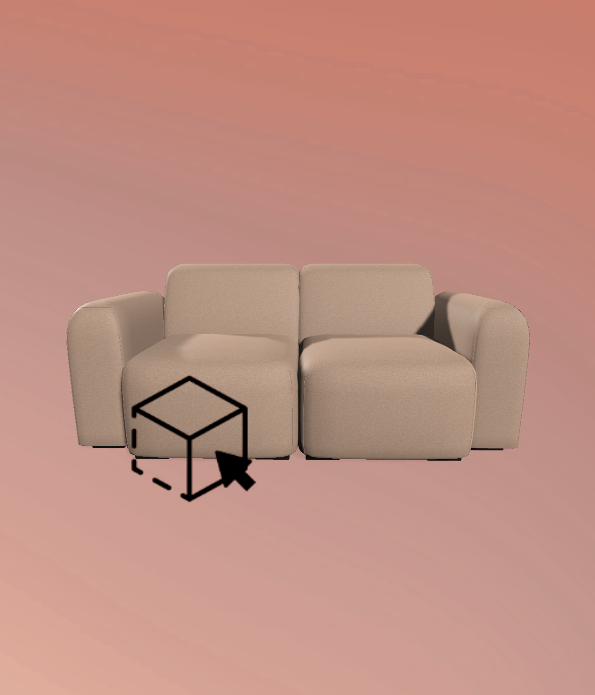 Konfigurator 3D sofy modułowej Cloud z modułami inspirowanymi chmurami