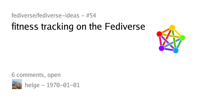 Summary card of an issue titled "fitness tracking on the Fediverse" in repository fediverse/fediverse-ideas