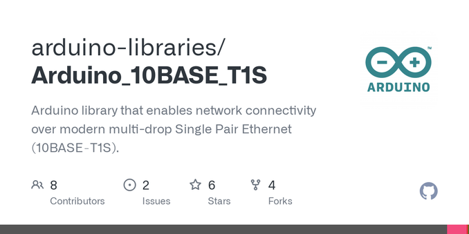 Arduino library that enables network connectivity over modern multi-drop Single Pair Ethernet (10BASE‑T1S). - arduino-libraries/Arduino_10BASE_T1S