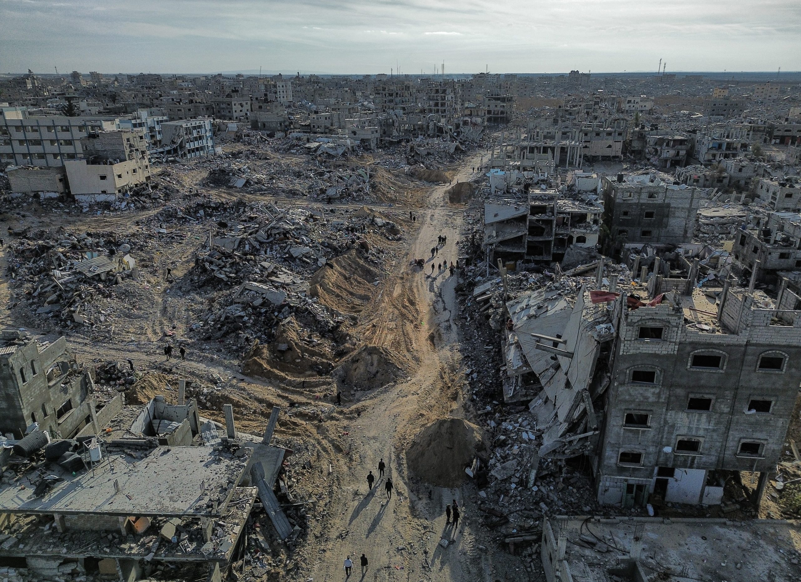 Aerial view of the destruction in Rafah on January 19, 2025, during the start of the ceasefire between Israel and Hamas. (Photo: Omar Ashtawy/APA Images)