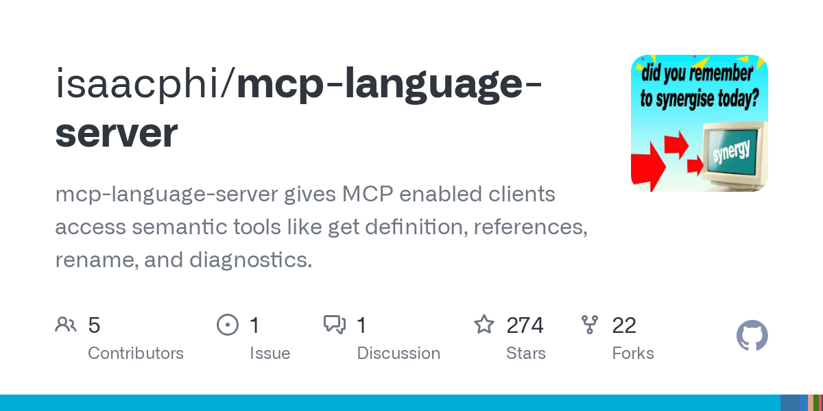 mcp-language-server gives MCP enabled clients access semantic tools like get definition, references, rename, and diagnostics. - isaacphi/mcp-language-server
