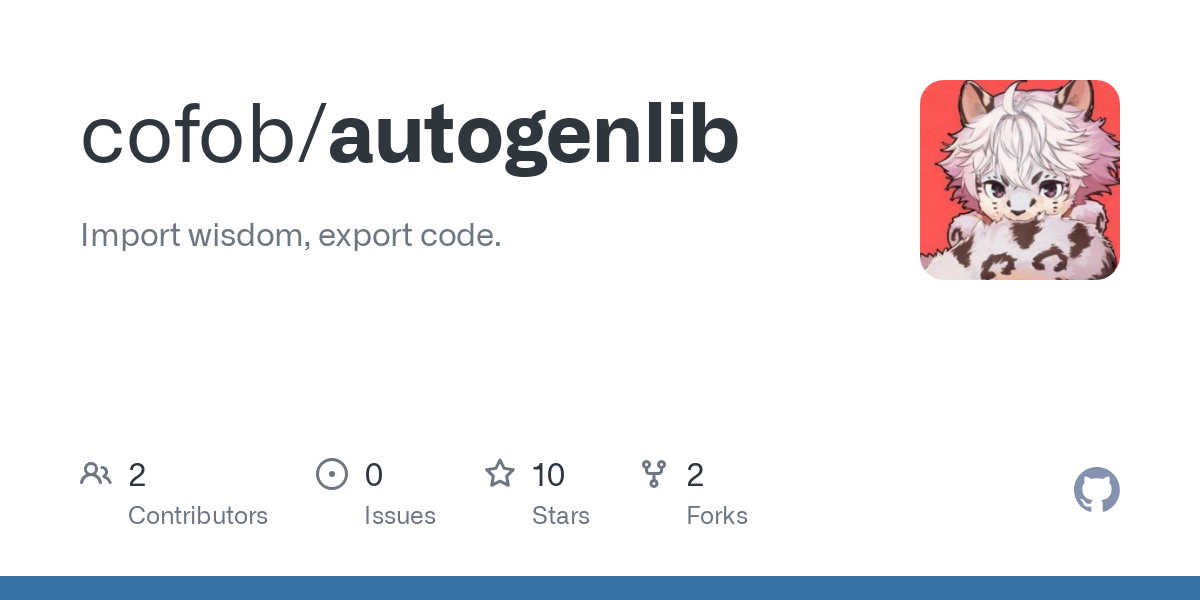 Import wisdom, export code. Contribute to cofob/autogenlib development by creating an account on GitHub.