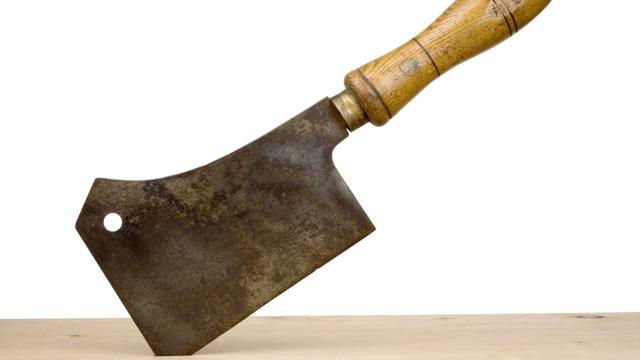 Meat Cleaver Stuck In Wood Meat Cleaver Stuck In Wood
