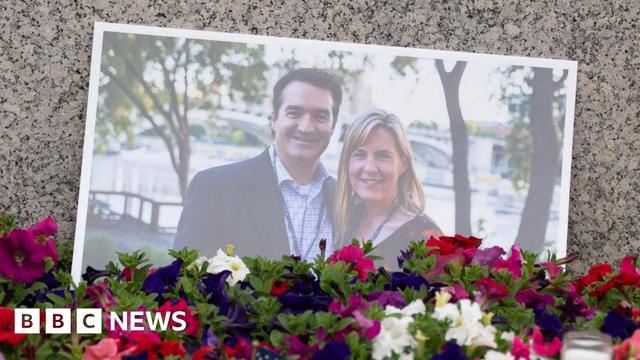 Melissa Hortman and her husband in a tribute photograph