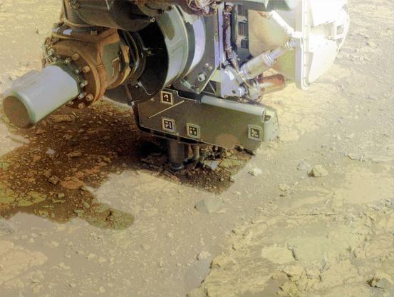 Perseverance abrasion tool digging on Mars