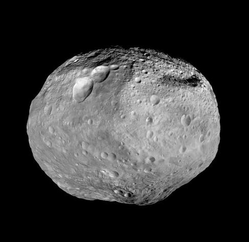 An asteroid floating in space