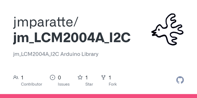 jm_LCM2004A_I2C Arduino Library. Contribute to jmparatte/jm_LCM2004A_I2C development by creating an account on GitHub.