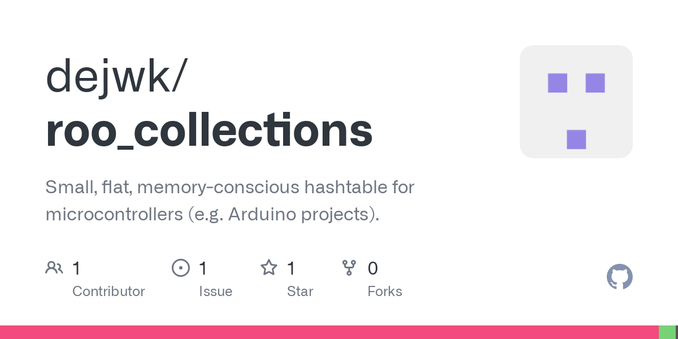 Small, flat, memory-conscious hashtable for microcontrollers (e.g. Arduino projects). - dejwk/roo_collections