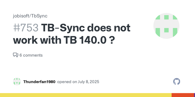 Apparently TB-Sync does not work with Thunderbird 140.0. Is an update planned? I would be very thankful!