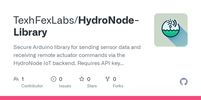 Secure Arduino library for sending sensor data and receiving remote actuator commands via the HydroNode IoT backend. Requires API key from the official app. - TexhFexLabs/HydroNode-Library