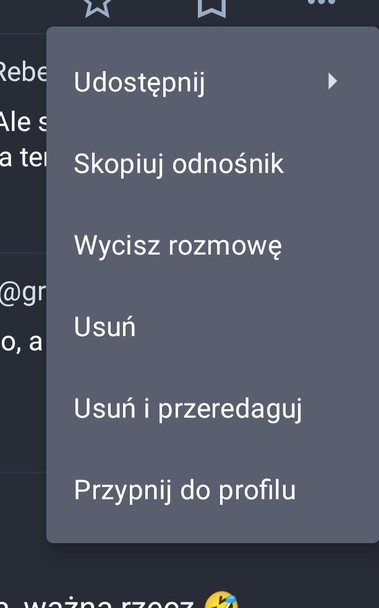 Menu aplikacji Tusky 