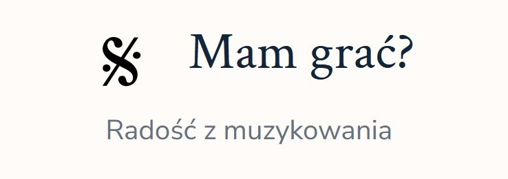 logotyp bloga MamGrac.pl . Zawiera słowa "Mam grać?" oraz dopisek "Radość z muzykowania"