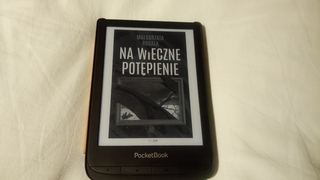 Okładka e-booka "Na wieczne potępienie" Małgorzaty Rogali. Widać, że e-book ma 258 stron.