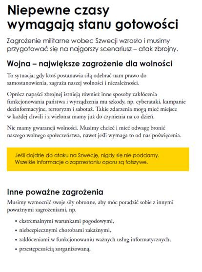 Zrzut ekranowy: Jeśli dojdzie do ataku na Szwecję, nigdy się nie poddamy.